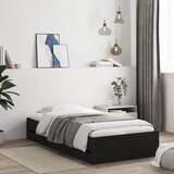 vidaXL Posteljni okvir s predali črn 90x200 cm inženirski les Cene