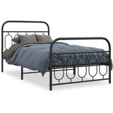  The Living Store Kovinski posteljni okvir z vzglavjem in vznožjem črn 107x203 cm - Posteljni Okvir, (21529417) | Shoptok.si