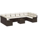  Set Vrtnih Kauča od 10 Dijelova sa Jastucima Sivi Poli Ratan Dvosjed Vrtni Kauč sa Skladištem i Jastucima Smeđi Poli Ratan | shoptok.hr