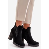 Boto Warm Women's Ankle Boots With High Heel And Embroidery Black Verissae | shoptok.hr