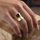  Široki glatki prsten valovite plohe, pozlata 14 k | shoptok.hr