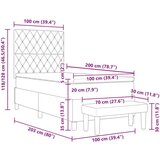 Box Spring Krevet s Madracem &amp Klupom Crna 100x200 cm Baršun | shoptok.hr