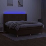  Krevet box spring s madracem LED tamnosmeđi 160x200 cm tkanina | shoptok.hr