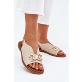 EVENTO Women Sandals Flat Heel With Golden Decoration Beige Amelira | ePonuda.com