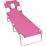 vidaXL Zložljiv ležalnik z blazino za glavo jeklen magenta roza, (20963202) Cene