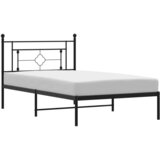  The Living Store Kovinski posteljni okvir z vzglavjem črn 107x203 cm - Posteljni Okvir, (21455611) | Shoptok.si