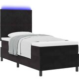  LED Box Spring Krevet s uzglavljem Crna 90 x 200 cm Baršun | shoptok.hr