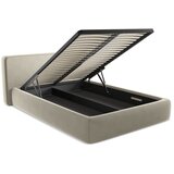 Makamii Krem tapecirani bračni krevet s prostorom za odlaganje s podnicom 140x200 cm Kiana – | shoptok.hr