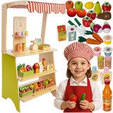  Supermarket za otroke – lesena stojnica z blagajno in sadnim setom | Shoptok.si