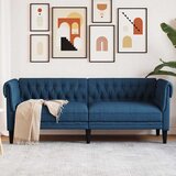 vidaXL Trosjed Chesterfield plavi od tkanine Cijene