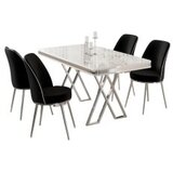 Hanah home vals - white, chrome, black whitechromeblack dining table & chairs set (5 pieces) | Eponuda.com
