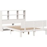 vidaXL Knjižna postelja brez vzmetnice bela 140x200 cm trdna borovina | Shoptok.si