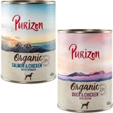 Purizon Organic 6 x 400 g - Mešani paket: 3 x raca in piščanec, 3 x losos in piščanec