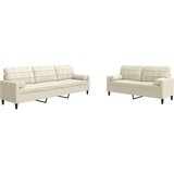 vidaXL 2-dijelni set sofa s jastucima krem baršunasti | shoptok.hr