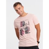 Edoti Men's printed T-shirt - pale pink Cijene