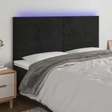vidaXL LED posteljno vzglavje črno 200x5x118/128 cm žamet