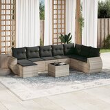 Maison Chic Seti vrtnega pohištva - Vrtna garnitura - Vrtni pohištvo set 9-delna z blazinami sv. siv poli ratan, (21805428) | Shoptok.si