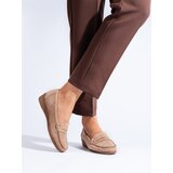 SHELOVET Suede beige loafers on a low wedge | Shoptok.si