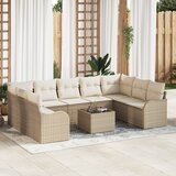 vidaXL 10-delni vrtni kavčni set z blazinami rjav ratan | Shoptok.si
