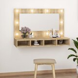 vidaXL Omarica z ogledalom in LED lučkami sonoma hrast 90x31,5x62 cm Cene