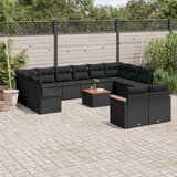  13-dijelni set vrtnih sofa s jastucima poliratan crni | shoptok.hr