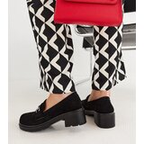 Gemre Women's black heeled suede loafers Grisel | Shoptok.si