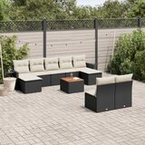  10-dijelni set vrtnih sofa s jastucima crni od poliratana | shoptok.hr