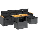 vidaXL Vrtna sedežna garnitura 6-delna z blazinami črna poli ratan, (21094400) | Shoptok.si