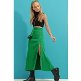 Trend Alaçatı Stili Women's Green Button Detailed Knitwear Skirt