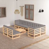  Sedežna garnitura 9-delna z blazinami trdna borovina | Shoptok.si