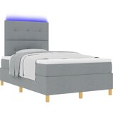 vidaXL Box Spring postelja s vzmetnico in LED svetlobo svetlo siva 120x200 cm tkanina | Shoptok.si
