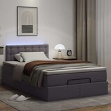 vidaXL Otomanski posteljni okvir z vzmetnico siv 120x200 cm um. usnje | Shoptok.si