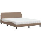 vidaXL Postelja z vzmetnico kapučino 160x200 cm umetno usnje | Shoptok.si
