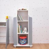 Kinder Home raketa sa rotirajućim odsekom za 360 stepeni sa policama u 4 nivoa, drvena - za odlaganje knjiga i igračaka bela/siva ( TF-6914 | Eponuda.com