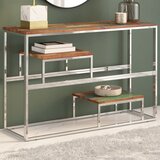 Maison Chic konzolna miza - miza ob steni srebrna nerjaveče jeklo in trden predelan les, (21786094) | Shoptok.si