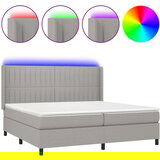  Krevet box spring s madracem LED svjetlosivi 200x200 cm tkanina | shoptok.hr