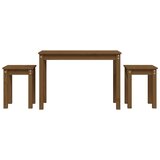  Komplet mizic 3 kosi medeno rjava trdna borovina, (20712467) | Shoptok.si