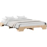 vidaXL okvir za posteljo Naravni Trden borov les 140 x 200 cm Vzdržljiv | Shoptok.si