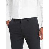 Ombre Men's classic chino pants with fine texture - graphite | ePonuda.com