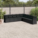 vidaXL 9-dijelni set vrtnih sofa s jastucima crni od poliratana Cijene