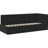  Kutni okvir kreveta s uzglavljem Crna 80 cm x 200 cm Baršun | shoptok.hr