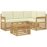  Set vanjskih sofa 5 pcs Bijela i krem 59 x 59 x 37 cm Poliester | Shoptok.si
