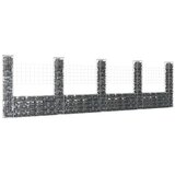  Gabionska košara U-oblika s 5 stupova 500x20x150 cm željezna | shoptok.hr