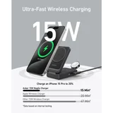 punjač Maggo Magnetic Wireless Charger 15W, Foldable 3-in-1 With Charger Bundle, crna