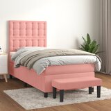 vidaXL Box spring krevet s madracem ružičasti 100x200 cm baršunasti Cijene