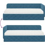 vidaXL Kotna postelja z vzmetnico z vzglavjem Modra 100 x 200 cm Žamet | Shoptok.si