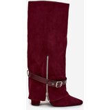 Boto Women's Slip-On Boots with Block Heel and Decorative Strap Bordeaux Jolivine | shoptok.hr