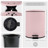 Spirella Rožnat jeklen koš za smeti s pedalom 3 l Adelar – | Shoptok.si