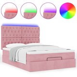  Otomanski krevet s madracem&LED ružičasti 140x190 cm baršunasti | shoptok.hr