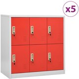 vidaXL Omara s ključavnico 5 kosov siva in rdeča 90x45x92,5 cm jeklo Cene